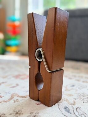 Vintage Oversized Wooden Clothespin